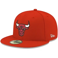 Casquette ajustée New Era rouge Chicago Bulls pour homme, couleur officielle de l'équipe, modèle 59FIFTY