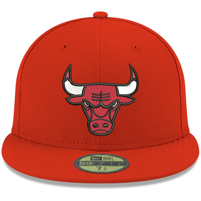 Casquette ajustée New Era rouge Chicago Bulls pour homme, couleur officielle de l'équipe, modèle 59FIFTY