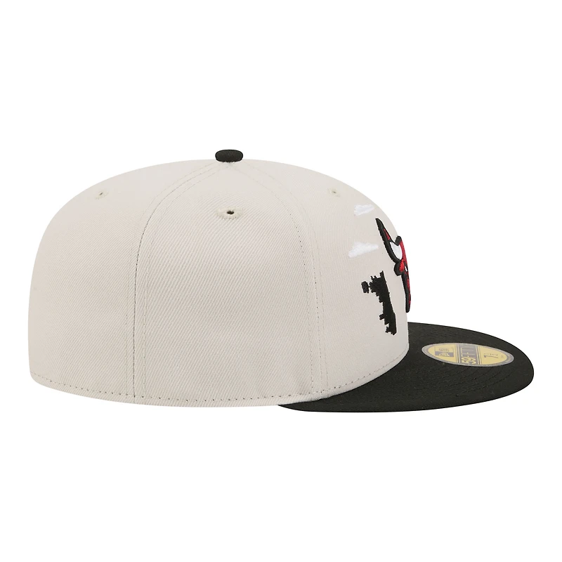 Casquette ajustée New Era 59FIFTY pour homme, beige/noir, Chicago Bulls, modèle City Icon.
