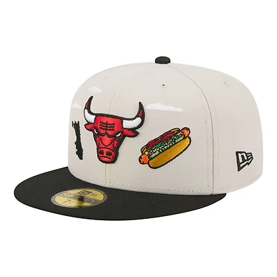 Men's New Era  Tan/Black Chicago Bulls Localized City Icon 59FIFTY Fitted Hat