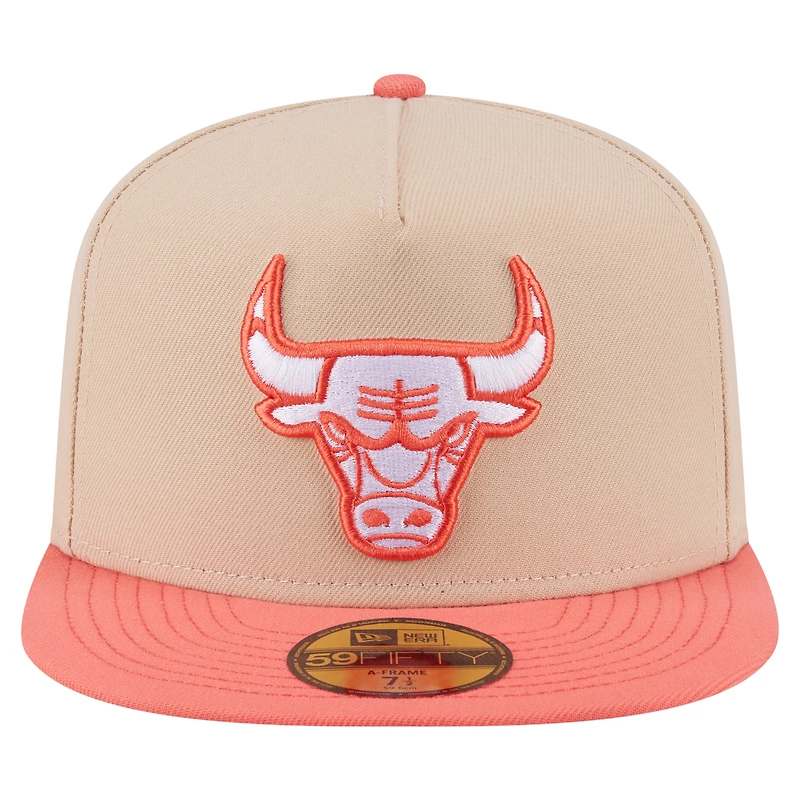 Men's New Era Tan Chicago Bulls 59FIFTY Two-Tone Color Pack Fitted Hat