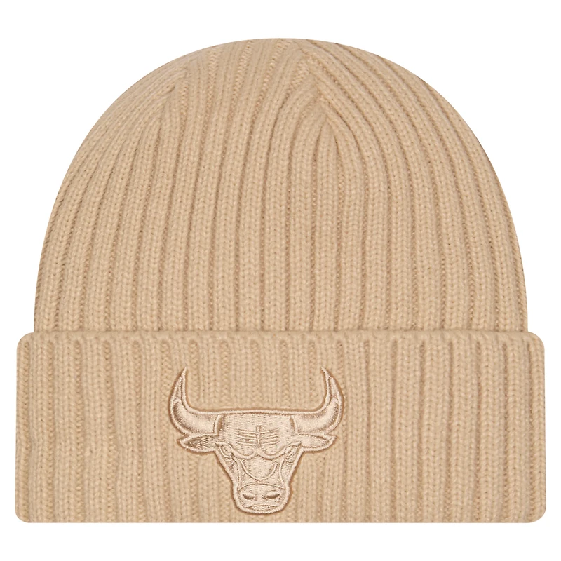 Bonnet à revers en tricot beige Chicago Bulls Color Pack pour homme New Era