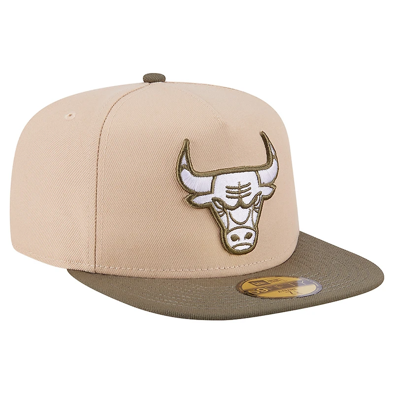 Men's New Era Tan Chicago Bulls Color Pack Two-Tone 59FIFTY A-Frame Fitted Hat