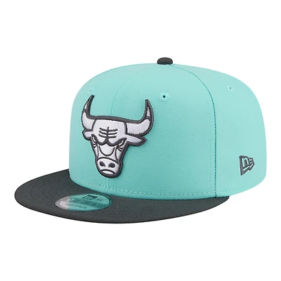 Casquette snapback New Era 9FIFTY bicolore turquoise/charbon Chicago Bulls pour homme