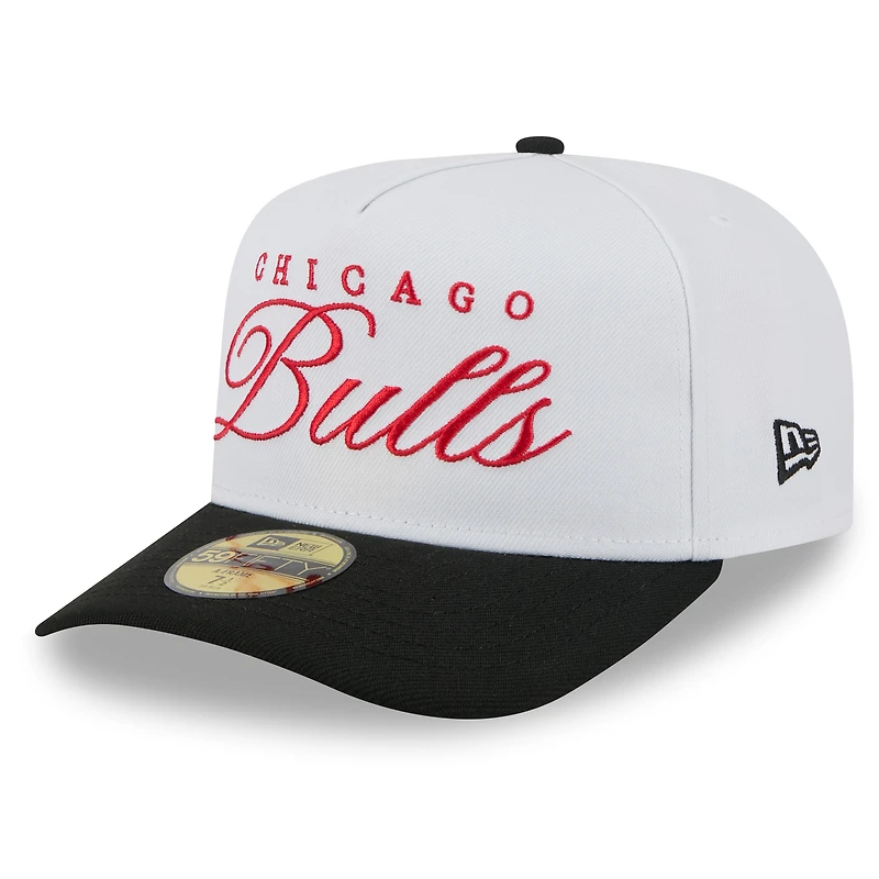 Casquette ajustée New Era 59FIFTY blanche/noire pour homme, Chicago Bulls, NBA Draft 2025