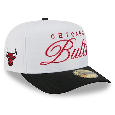 Casquette ajustée New Era 59FIFTY blanche/noire pour homme, Chicago Bulls, NBA Draft 2025