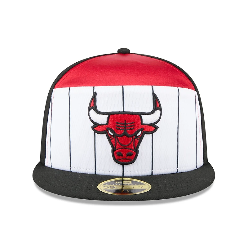 Men's New Era  White/Black Chicago Bulls 2025 NBA Tip Off Split Panel 59FIFTY Fitted Hat