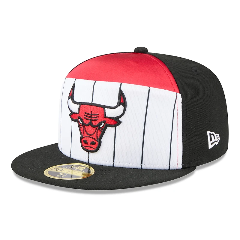 Men's New Era  White/Black Chicago Bulls 2025 NBA Tip Off Split Panel 59FIFTY Fitted Hat