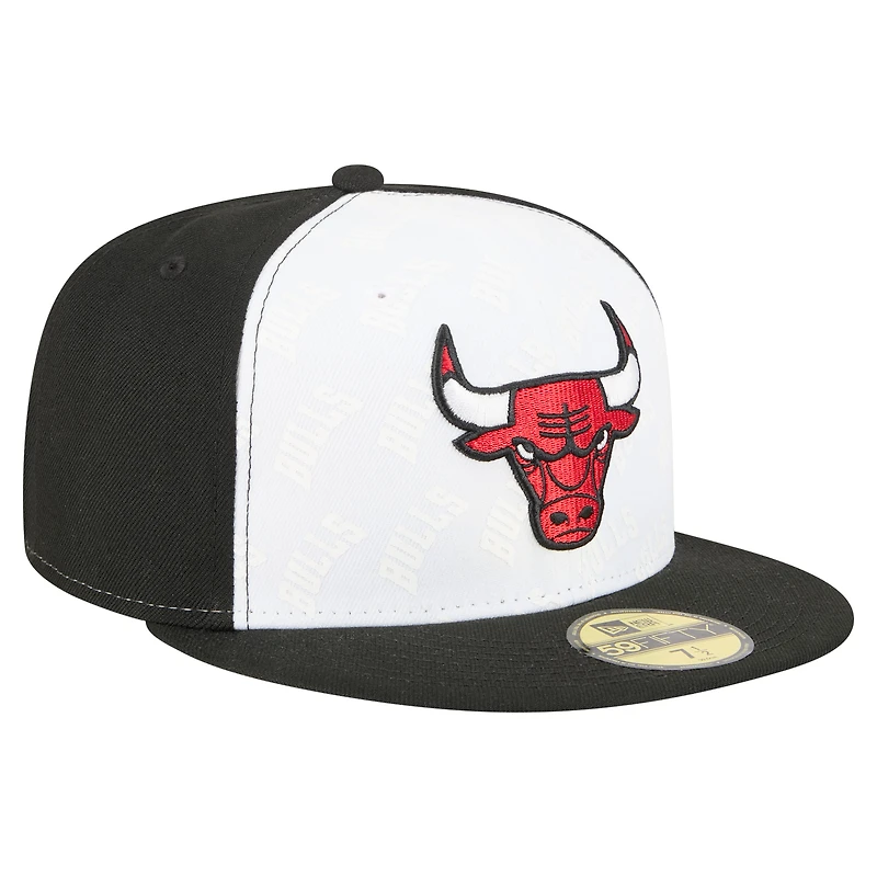 Casquette ajustée New Era Chicago Bulls Repeat 59Fifty blanche/noire pour homme