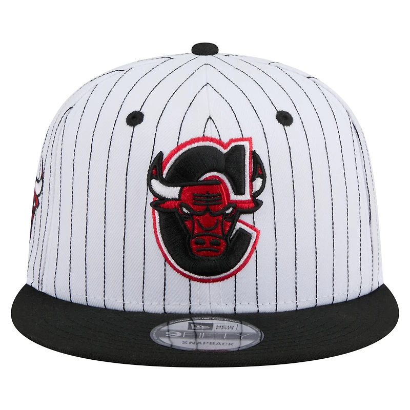 Casquette snapback 9FIFTY Deceptor Pinstripe blanche des Chicago Bulls pour homme de New Era