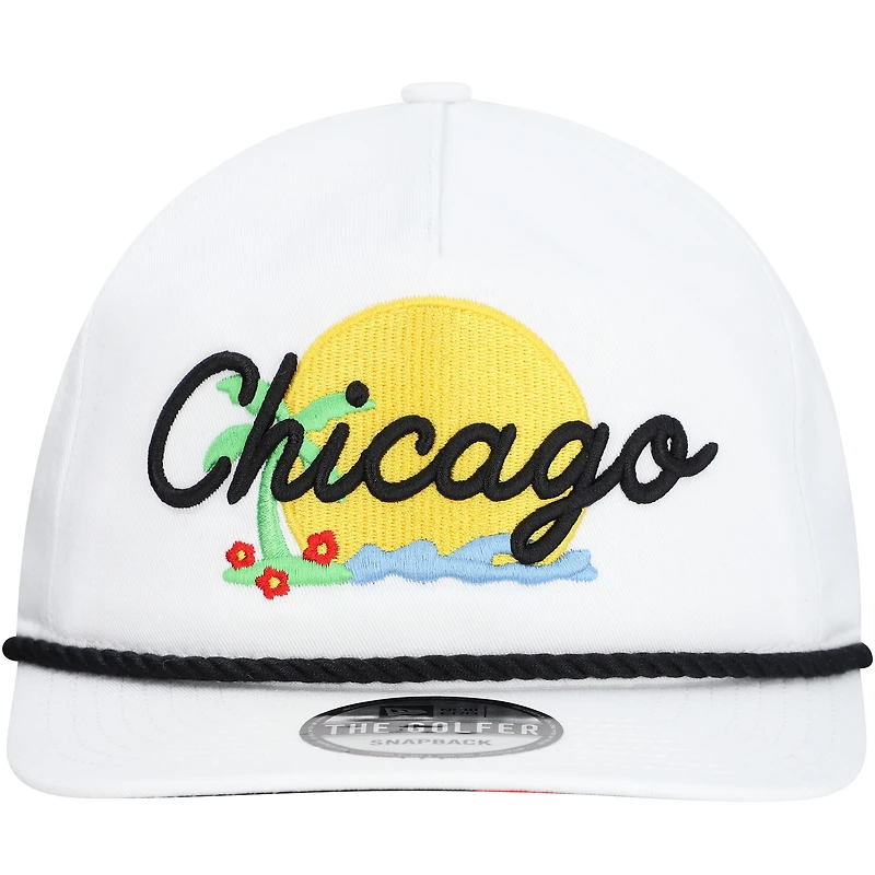 Men's New Era White Chicago Bulls Island Oasis Golfer Snapback Hat
