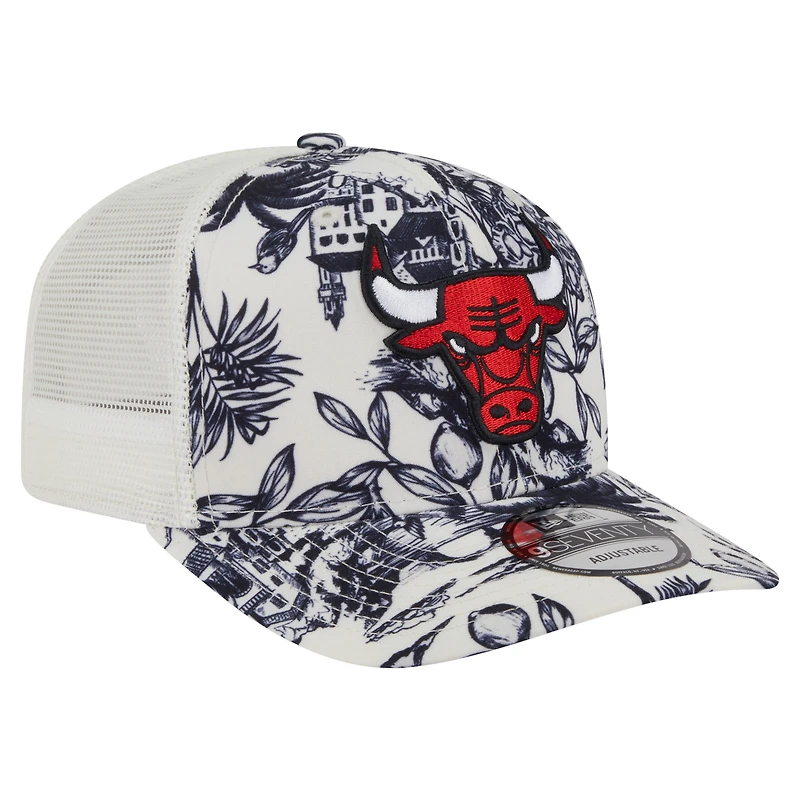 Casquette ajustable New Era 9SEVENTY blanche des Chicago Bulls pour homme, motif citronnier