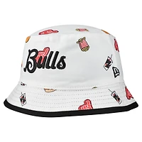 Men's New Era White Chicago Bulls Team Cheer Reversible Bucket Hat
