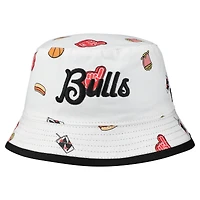 Men's New Era White Chicago Bulls Team Cheer Reversible Bucket Hat