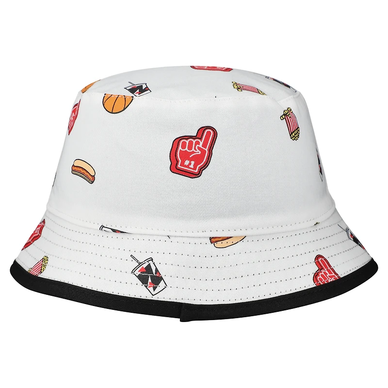 Bob réversible blanc New Era pour homme, motif Chicago Bulls Team Cheer