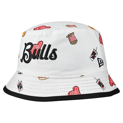 Men's New Era White Chicago Bulls Team Cheer Reversible Bucket Hat