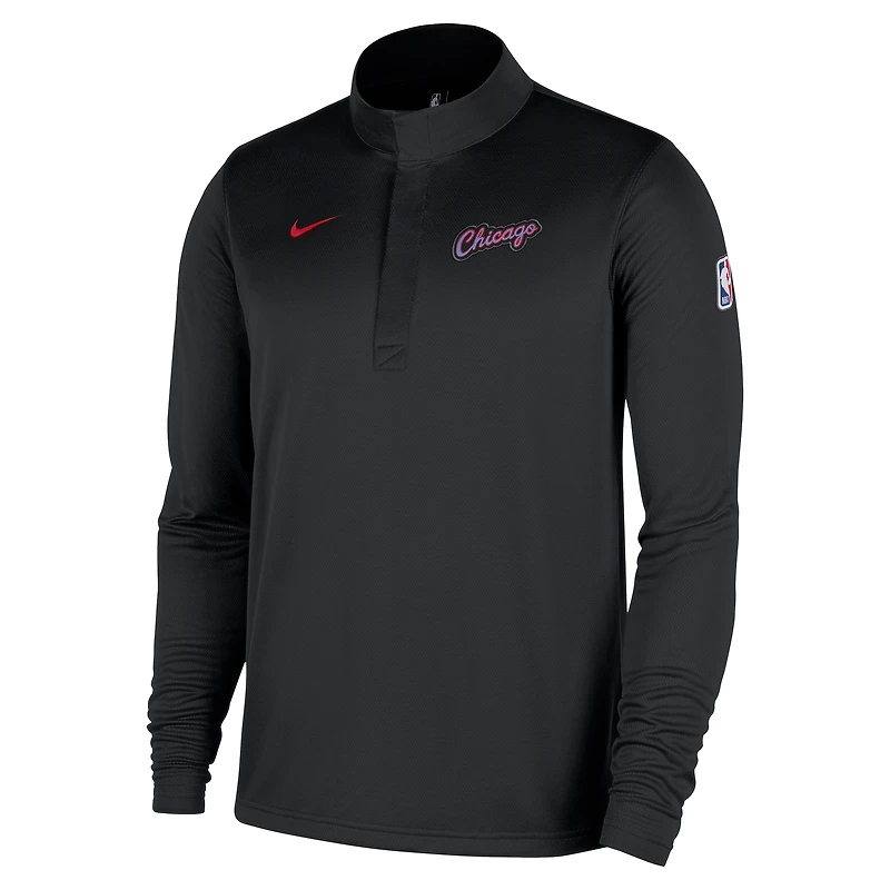 Men's Nike  Black Chicago Bulls 2025/26 City Edition Remix Authentic Coaches Dri-FIT Half-Zip Top