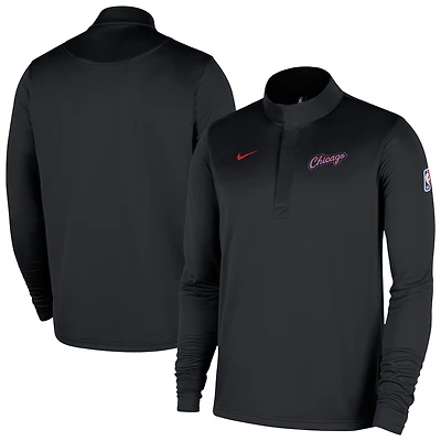 Haut Nike Chicago Bulls City Edition Remix Authentic Coaches Dri-FIT à demi-zip noir pour homme
