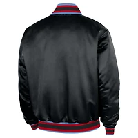 Veste bomber Nike Chicago Bulls City édition Remix Courtside noire pour homme, 2025/26, fermeture à boutons-pression.