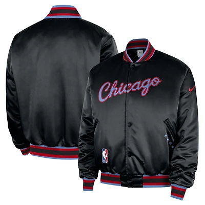 Men's Nike  Black Chicago Bulls 2025/26 City Edition Remix Courtside Full-Snap Bomber Jacket