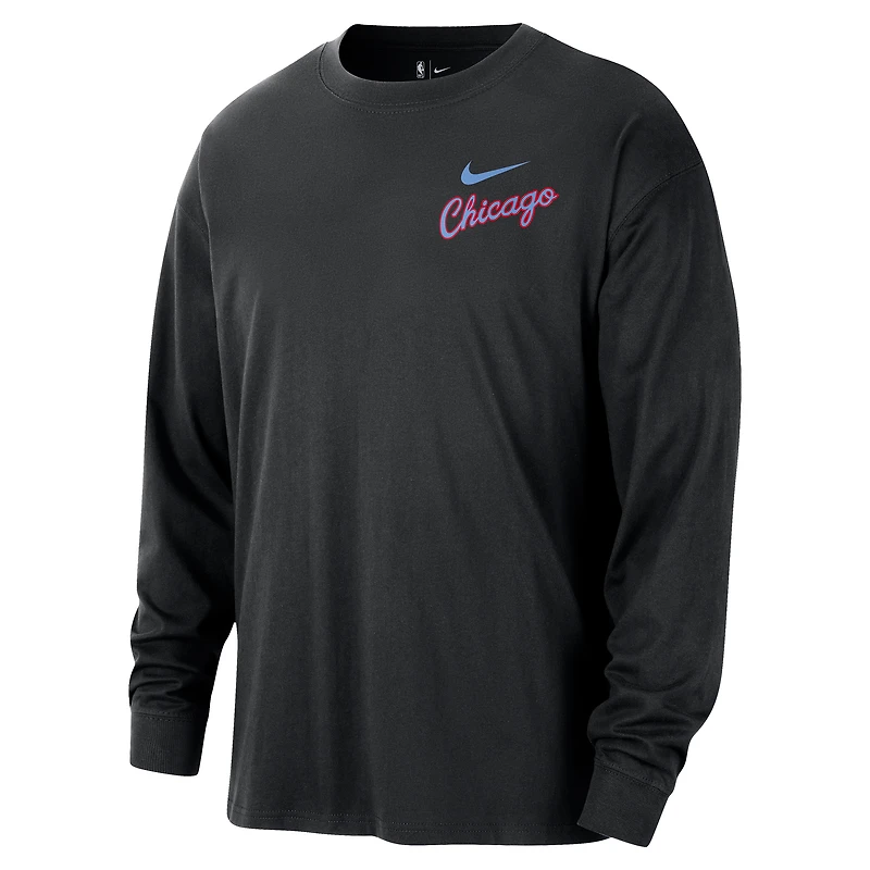Men's Nike  Black Chicago Bulls 2025/26 City Edition Remix Essential Logo Long Sleeve T-Shirt