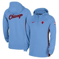 Men's Nike  Light Blue Chicago Bulls 2025/26 City Edition Remix Authentic On-Court Quarter-Zip Dri-FIT Hooded Jacket