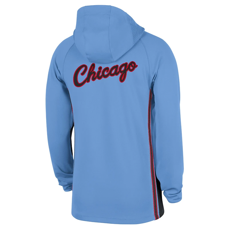 Men's Nike  Light Blue Chicago Bulls 2025/26 City Edition Remix Authentic On-Court Quarter-Zip Dri-FIT Hooded Jacket
