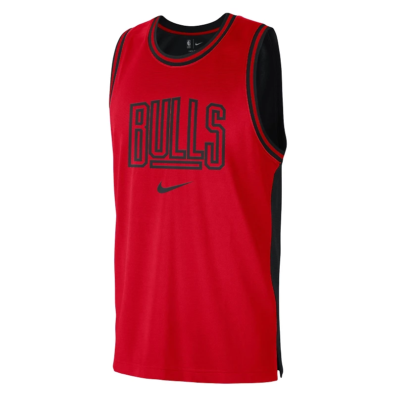 Men's Nike Red/Black Chicago Bulls Courtside Versus Force Split DNA Performance Mesh Tank Top