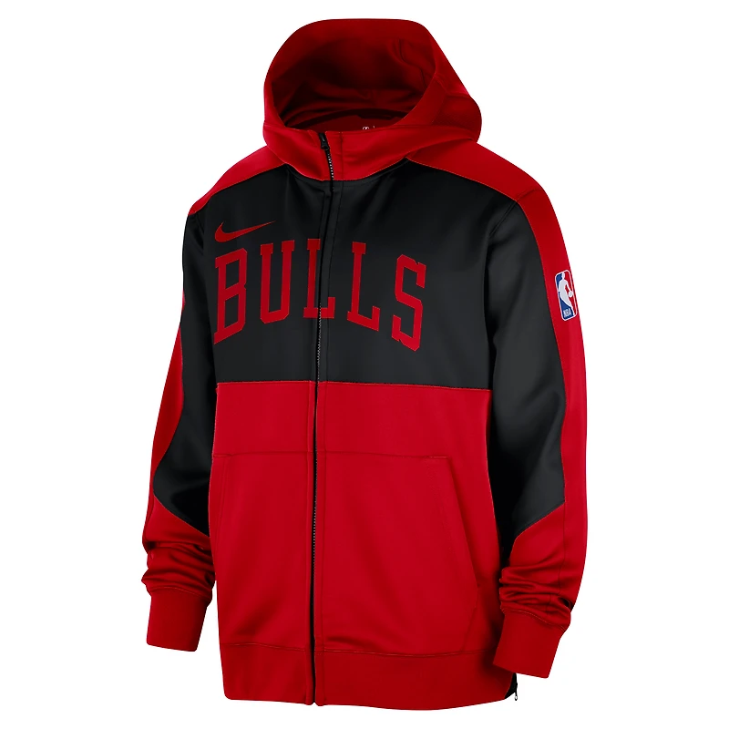 Sweat à capuche entièrement zippé Nike Red Chicago Bulls Authentic On-Court Showtime Performance pour homme