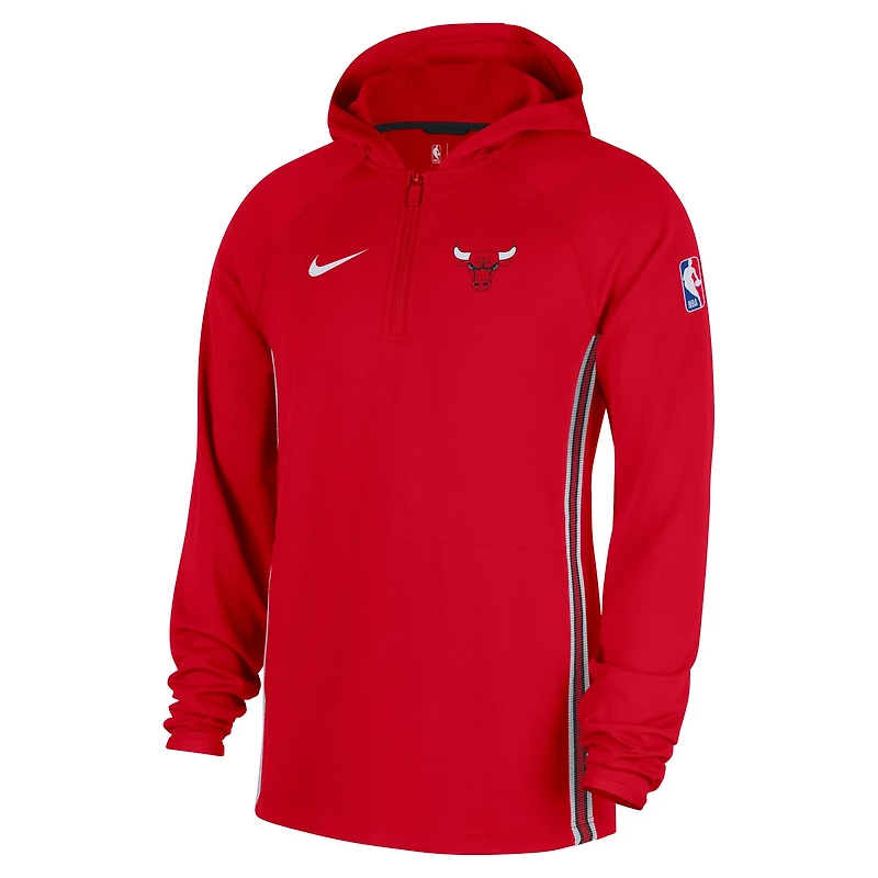Veste à capuche Nike Red Chicago Bulls Authentic On Court Zone Quarter-Zip Dri-FIT pour homme