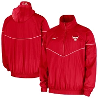 Veste coupe-vent tissée à demi-zip Nike rouge Chicago Bulls Courtside pour homme