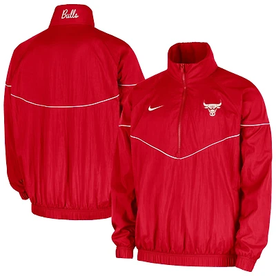 Men's Nike  Red Chicago Bulls Courtside Windrunner Woven Half-Zip Hooded Jacket