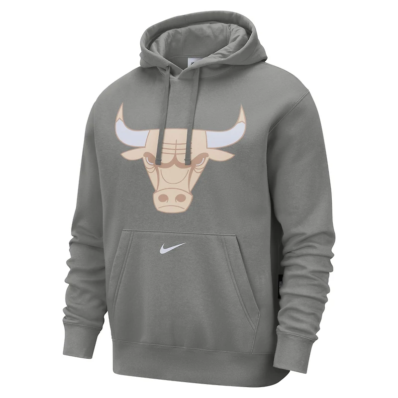 Men's Nike Steel Chicago Bulls 2024/25 City Edition Essential Club Pullover Hoodie