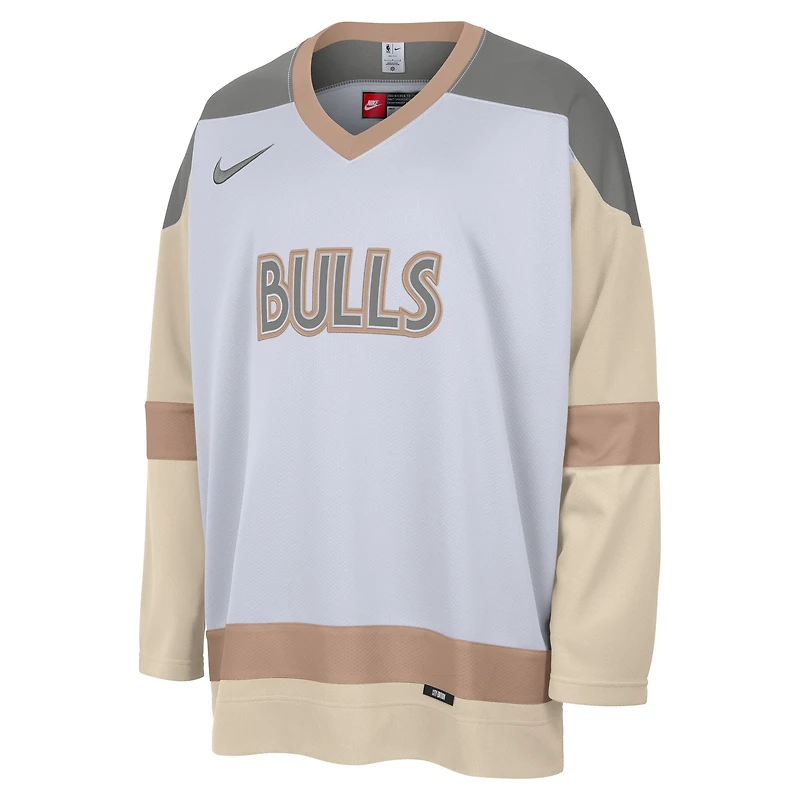Men's Nike White Chicago Bulls 2024/25 City Edition Courtside Heavyweight Hockey Jersey