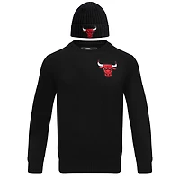Men's Pro Standard Black Chicago Bulls Crewneck Pullover Sweater & Cuffed Knit Hat Box Gift Set