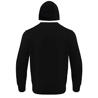 Coffret cadeau pull à col rond et bonnet en tricot revers Pro Standard Black Chicago Bulls pour hommes