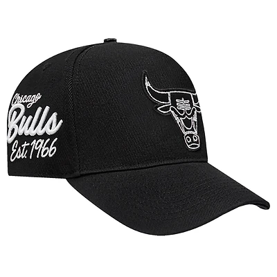 Casquette Snapback Pro Standard noire Chicago Bulls Paint the City Pinch Front pour hommes