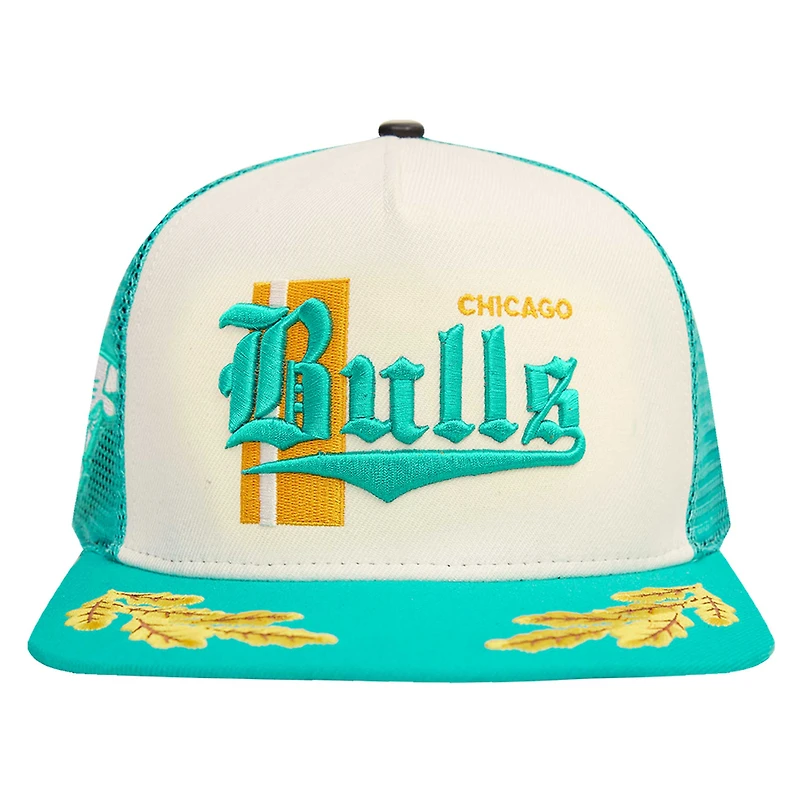 Men's Pro Standard Cream/Teal Chicago Bulls Visor Elite Classic Trucker Snapback Hat