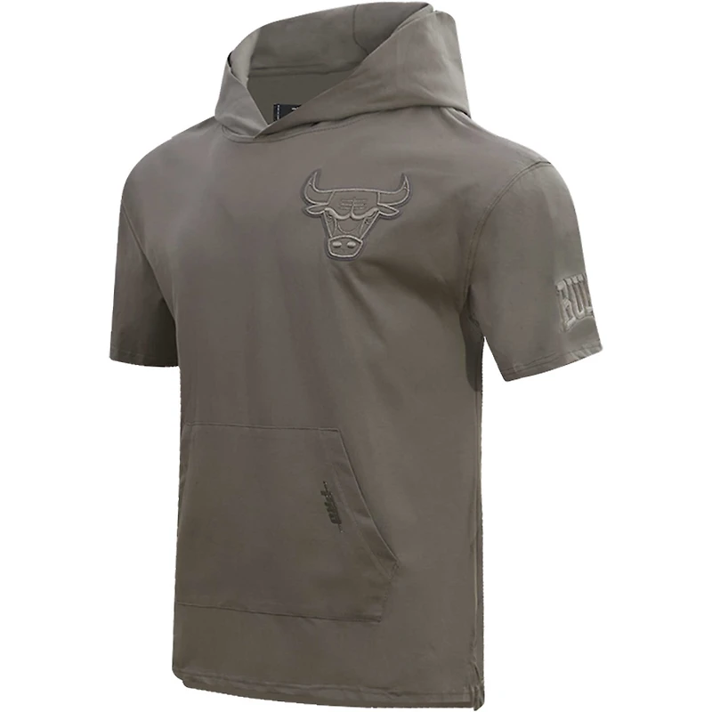 Men's Pro Standard  Gray Chicago Bulls Neutrals Short Sleeve Pullover Hoodie