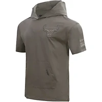 Men's Pro Standard  Gray Chicago Bulls Neutrals Short Sleeve Pullover Hoodie