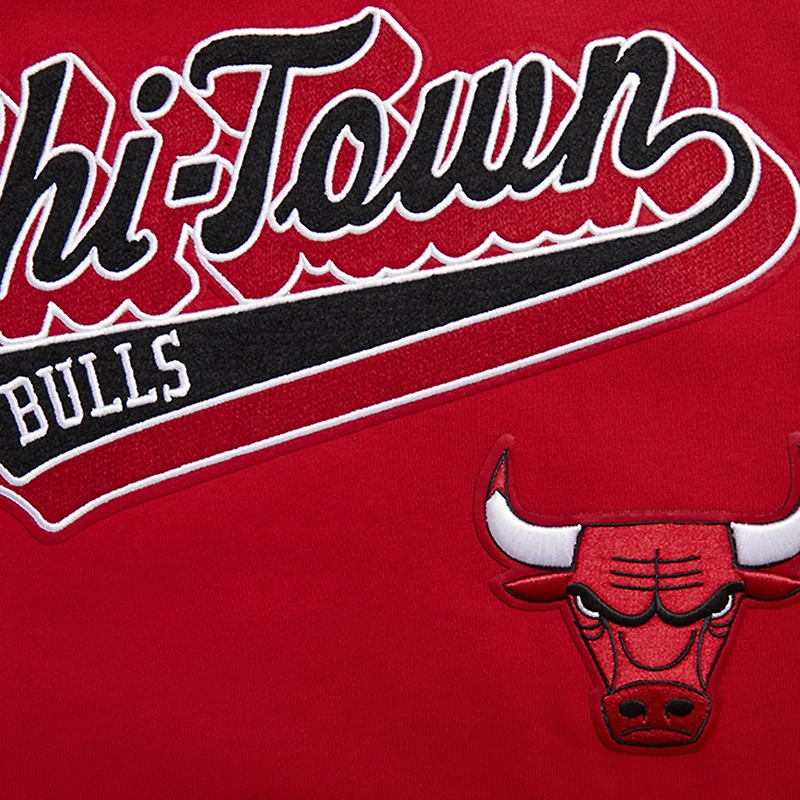 Men's Pro Standard Red Chicago Bulls Script Tail Pullover Hoodie