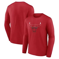Men's  Red Chicago Bulls Gradient Logo Long Sleeve T-Shirt