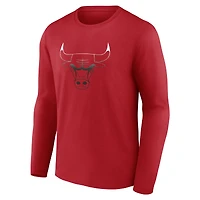 T-shirt à manches longues rouge pour homme avec logo dégradé des Chicago Bulls