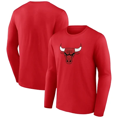 Men's  Red Chicago Bulls Primary Logo Long Sleeve T-Shirt