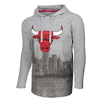 T-shirt à capuche manches longues Stadium Essentials gris chiné Chicago Bulls Atrium Raglan pour hommes
