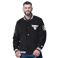 Veste universitaire noire en velours côtelé à boutons-pression pour homme des Chicago Bulls