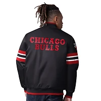 Veste Starter noire en satin pour homme des Chicago Bulls Scout Varsity