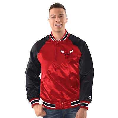Men's Starter  Red/Black Chicago Bulls Inductee Raglan Full-Snap Varsity Jacket