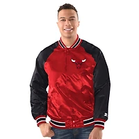 Men's Starter  Red/Black Chicago Bulls Inductee Raglan Full-Snap Varsity Jacket