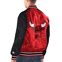 Veste universitaire à bouton-pression en satin Renegade des Chicago Bulls Starter rouge/noir pour hommes